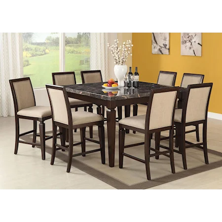 Nine-Piece Counter Height Table and Stool Dining Set